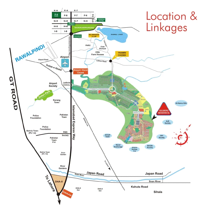 Gulberg Greens Islamabad Location Map